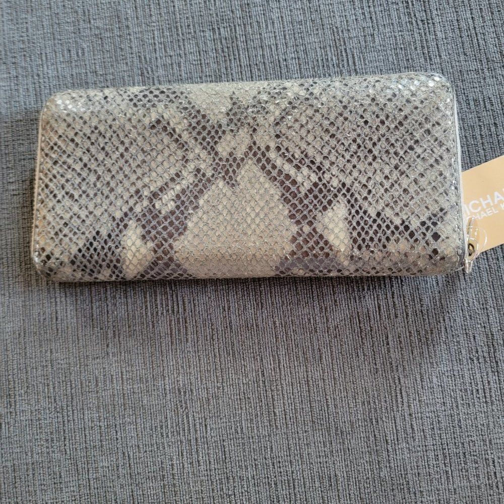 Michael Michael Kors Women's Brown Animal Pattern Python Wallet - Picture 2 of 7